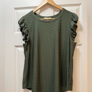 Kim & Cami Forest Green Textured Blouse